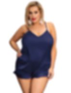 Sexy blue satin plus size satin loungewear set