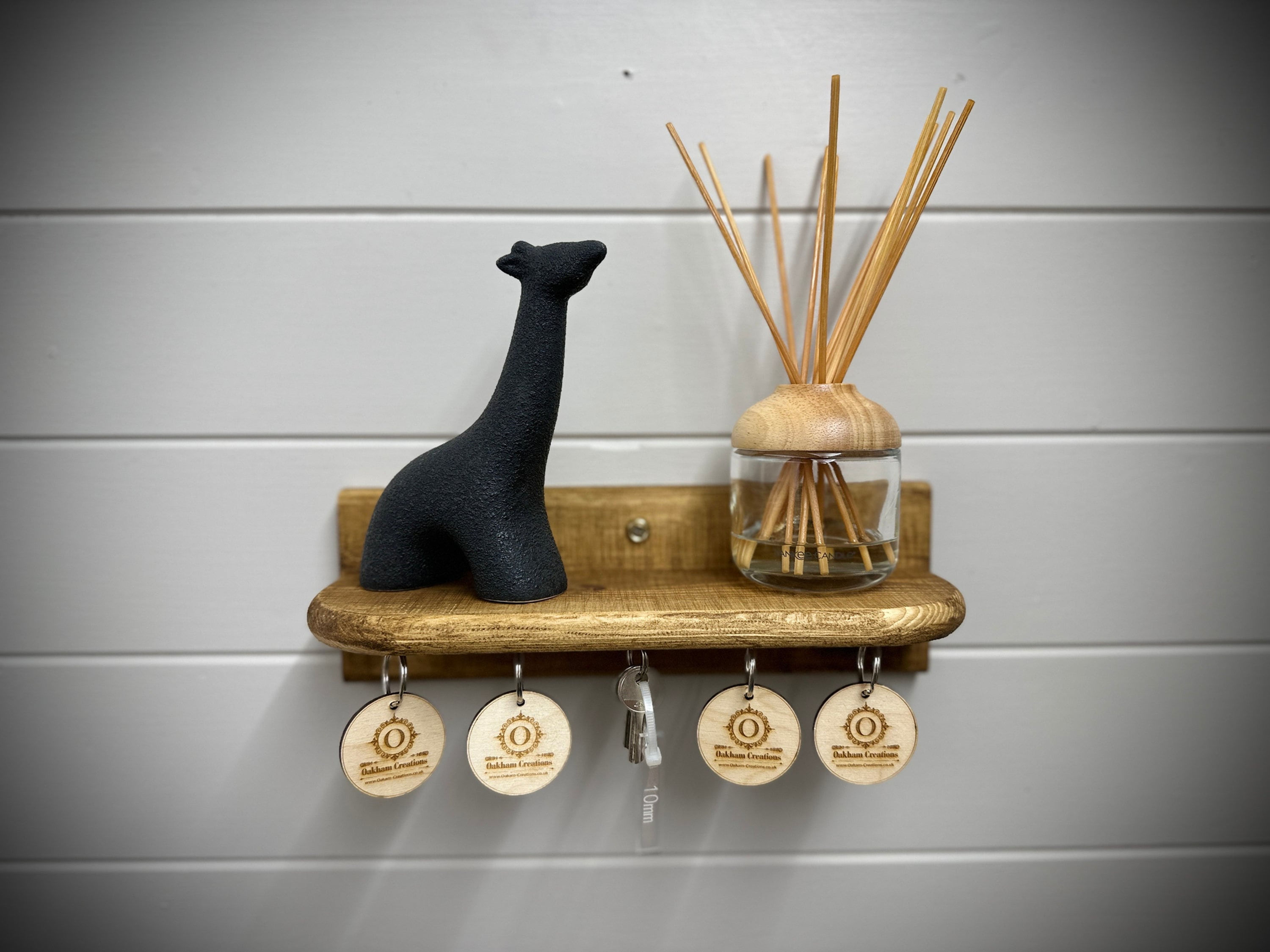 Modern floating shelf/magnetic key holder- Dark oak