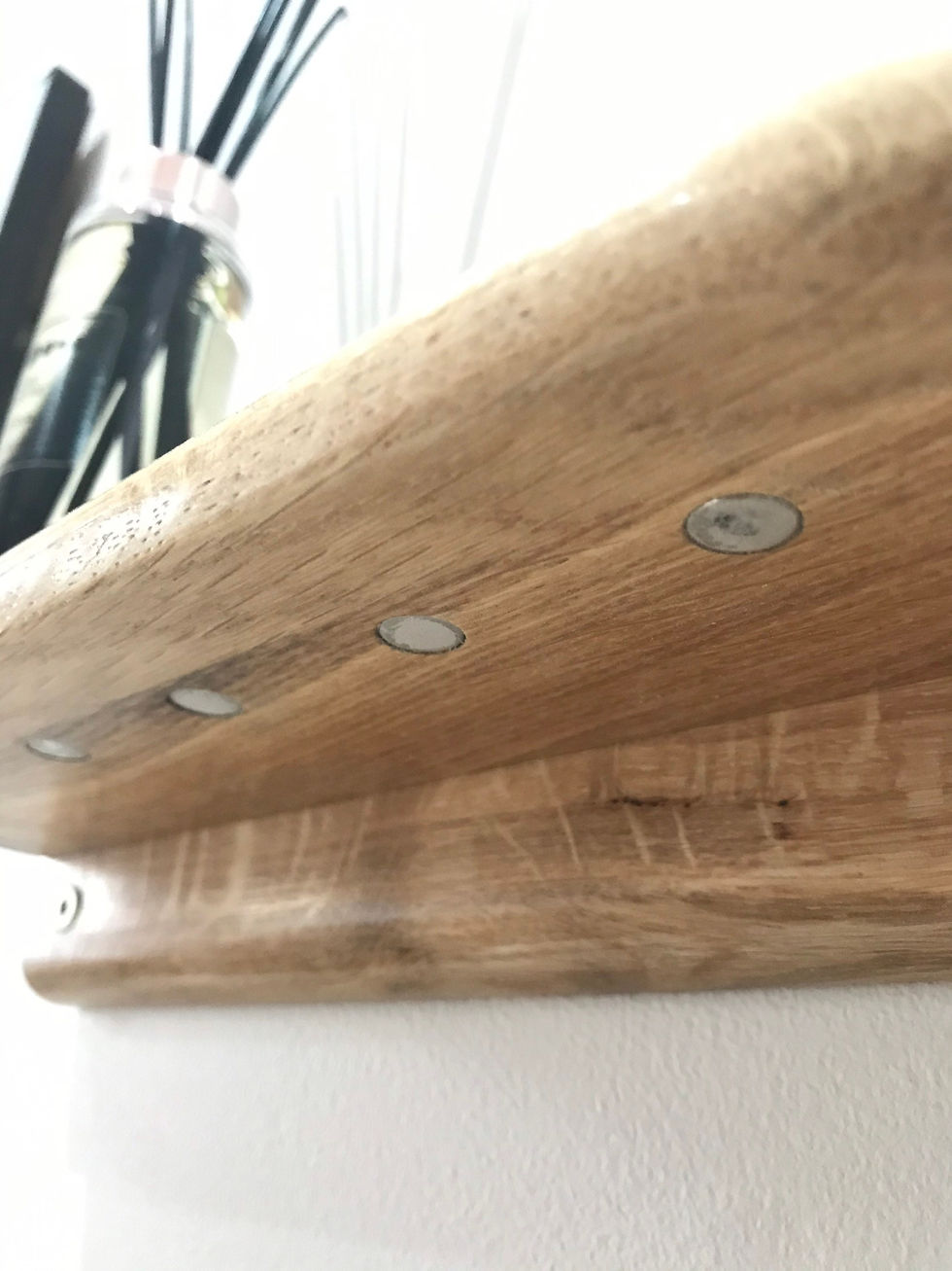 Thumbnail: luxury Modern solid oak shelf and magnetic key holder