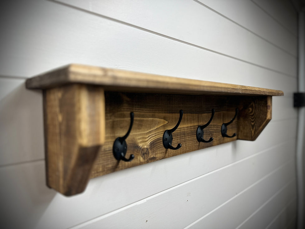 Thumbnail: Rustic Cottage Butler Style Coat Rack- Jacobean