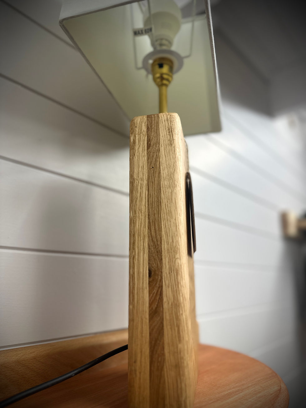 Thumbnail: Large solid Florian oak handmade lamp-  Plain lamp base