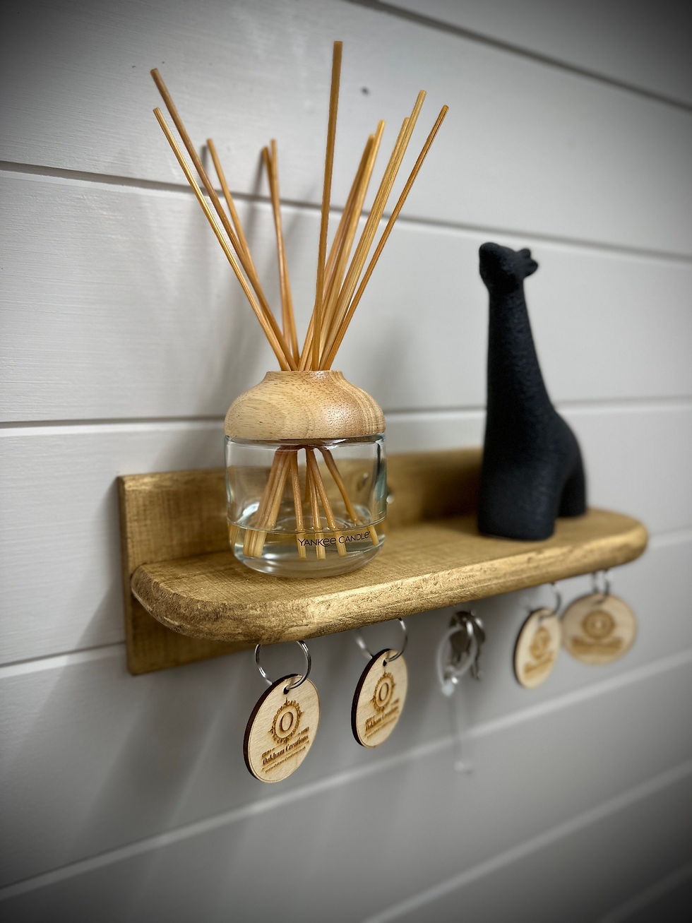 Thumbnail: Modern floating shelf/magnetic key holder- Medium brown