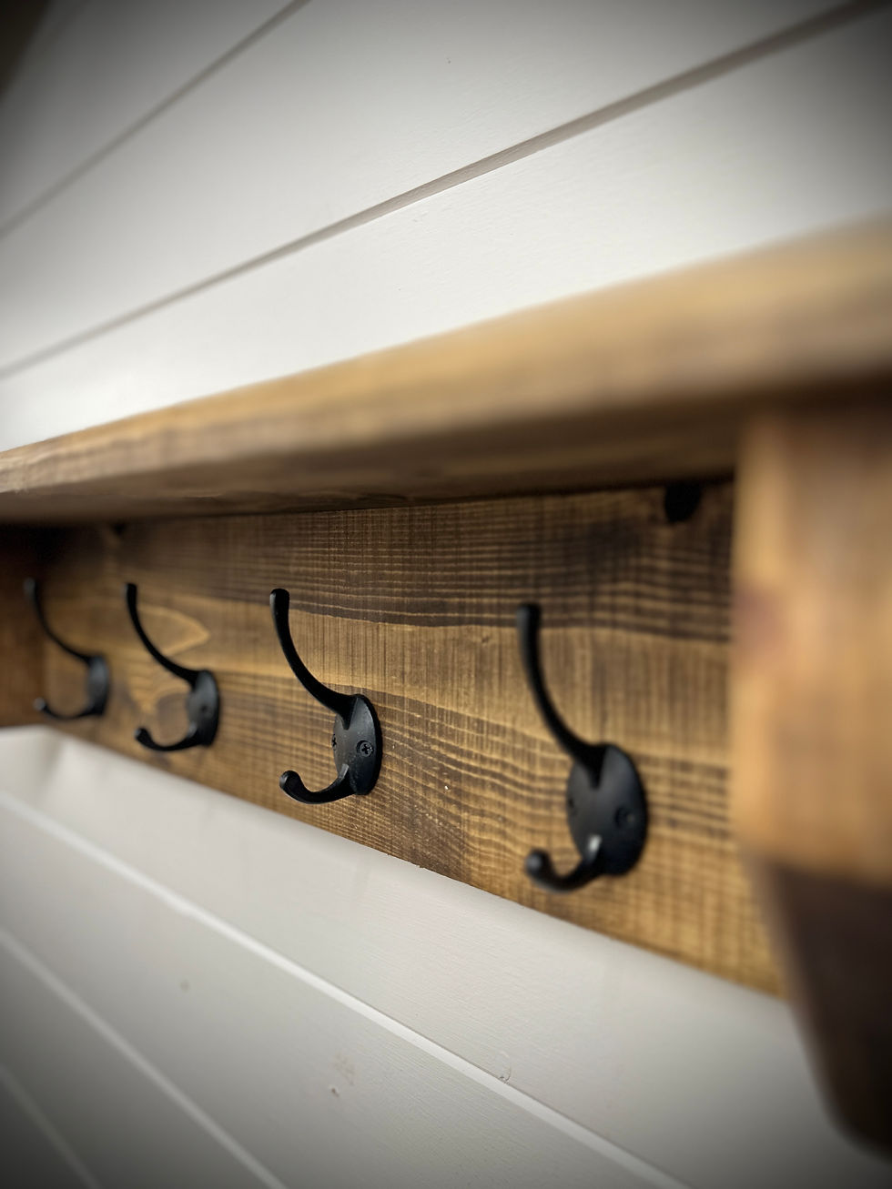 Thumbnail: Rustic Cottage Butler Style Coat Rack- Medium Brown