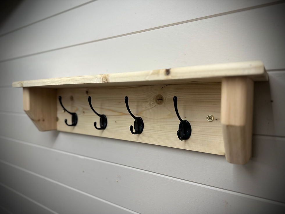 Thumbnail: Rustic Cottage Butler Style Coat Rack- Natural wood