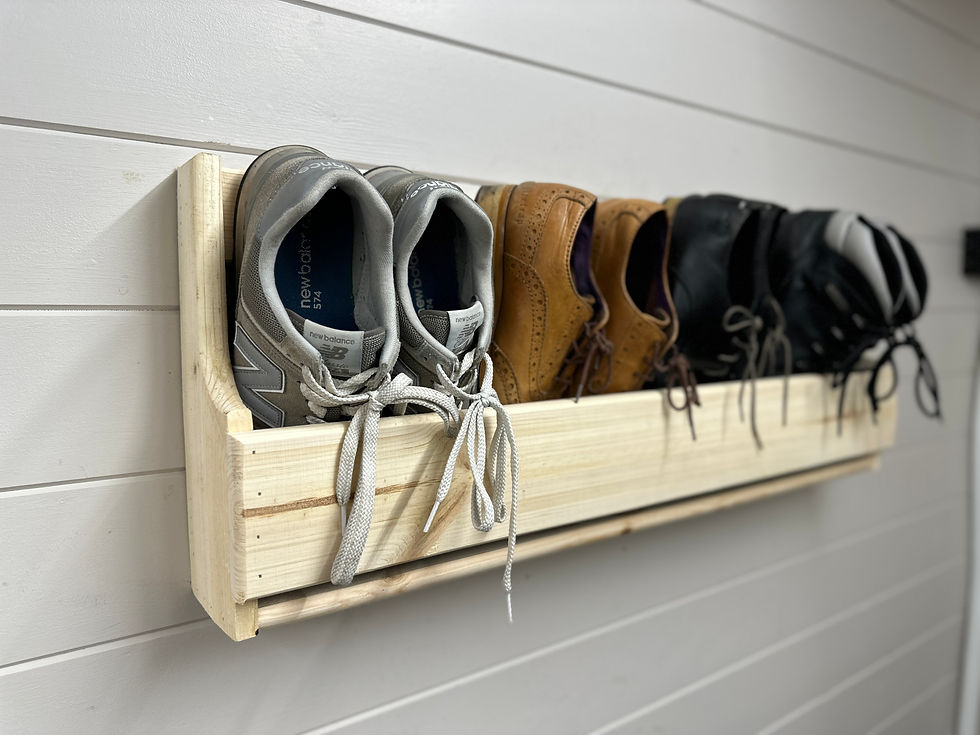 Thumbnail: Shaped shoe rack - Natural wood