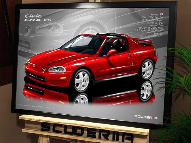 Thumbnail: QUADRO DECORATIVO HONDA CIVIC CRX VTI DEL SOL 1.6 160cv - PERSPECTIVE B16A2