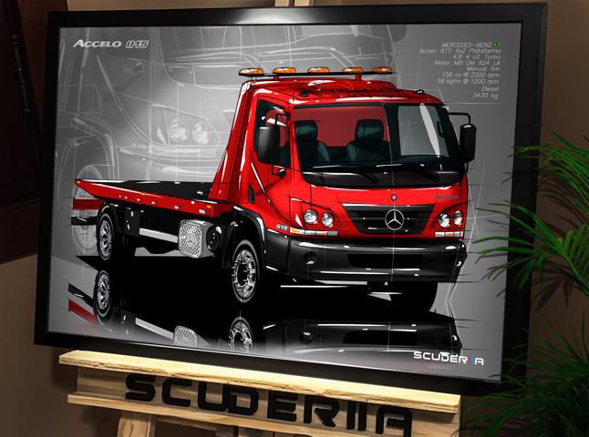 Miniatura: QUADRO DECORATIVO CAMINHÃO MERCEDES-BENZ ACCELO 815 4X2 PLATAFORMA - PERSPECTIVE