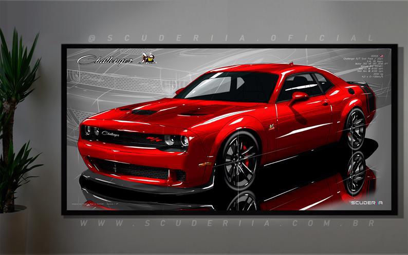 Miniatura: QUADRO DECORATIVO DODGE CHALLENGER SRT SCAT PACK WIDEBODY - WIDE 87cm x 45cm