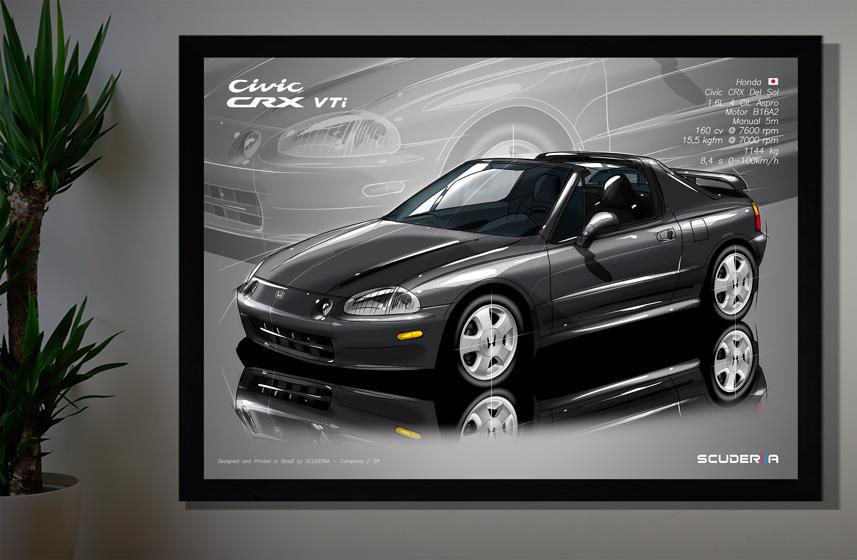 Thumbnail: QUADRO DECORATIVO HONDA CIVIC CRX VTI DEL SOL 1.6 160cv - PERSPECTIVE B16A2