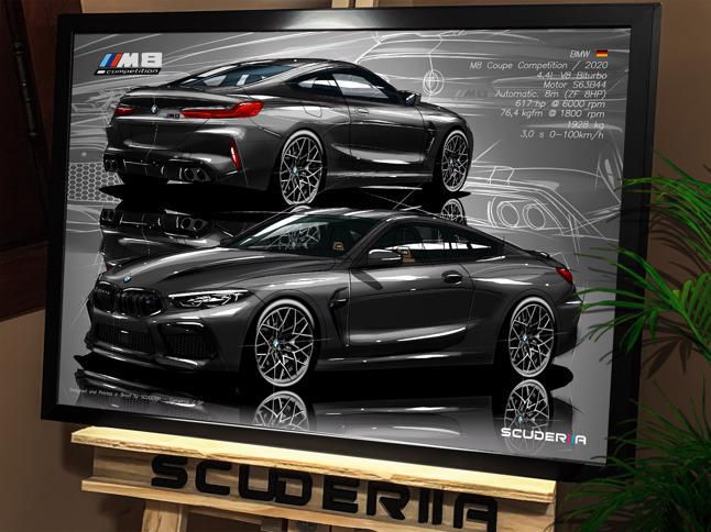 Miniatura: QUADRO DECORATIVO BMW M8 COUPE COMPETITION 4.4 V8 BITURBO (G16) - PERSPECTIVE II