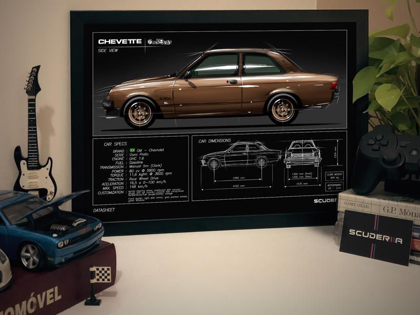 Miniatura: QUADRO DECORATIVO CHEVROLET CHEVETTE OURO PRETO 1.6 OHC - DATA SHEET