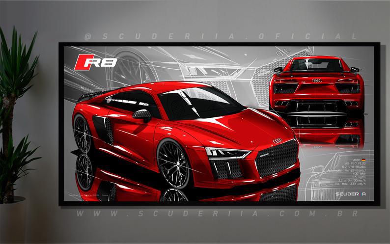 Thumbnail: QUADRO DECORATIVO AUDI R8 V10 PLUS  (MKII) - DUAL 87cm x 45cm WIDE
