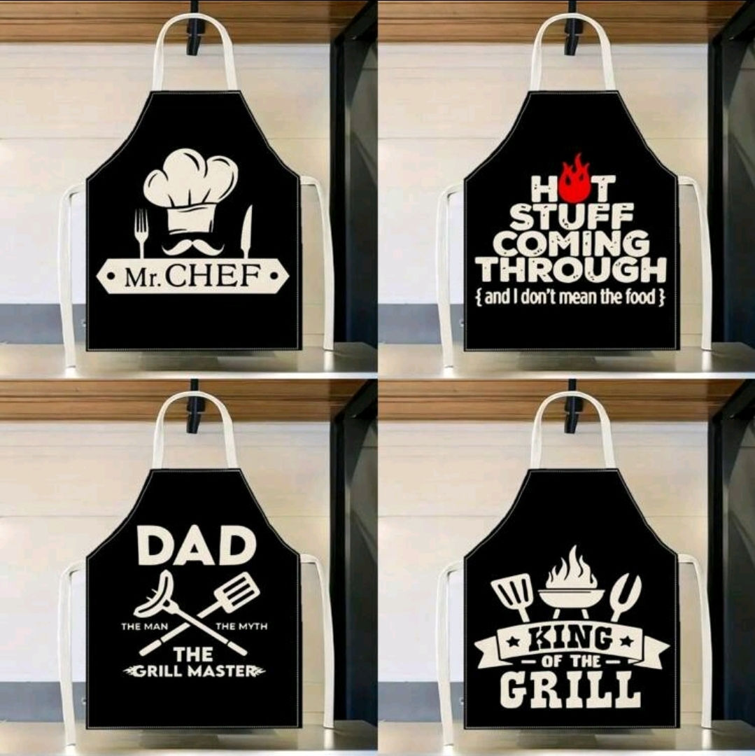 Dad's Kitchen Pattern Linen Apron 55 x 68cm