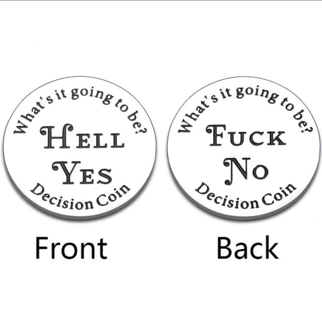 1pc Decision coin Double Sided Stainless Steel Pocket Token