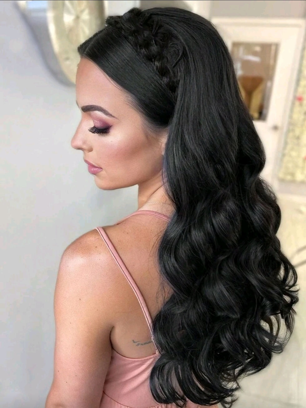 Thumbnail: Synthetic Hair Band With Long Wavy Extensions With Twisted Braids