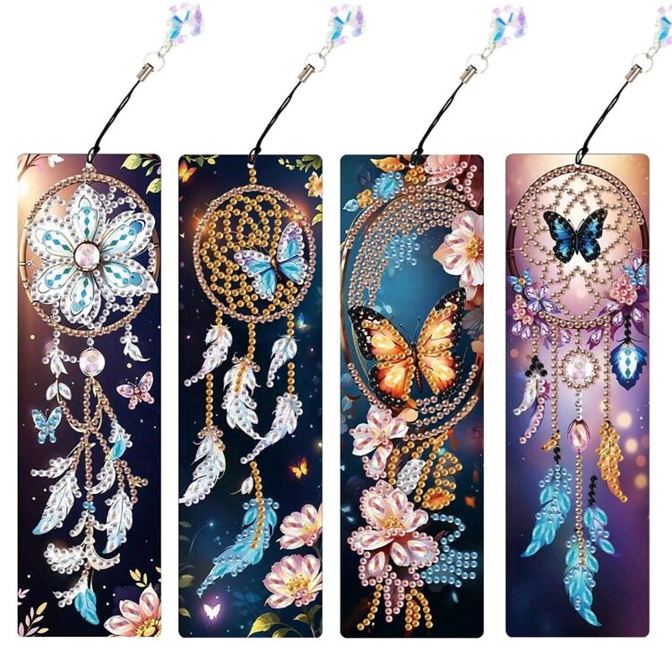 Thumbnail: Dreamcatcher & Butterfly Book Mark - 5D Diamond Art DIY, 8pcs Kit