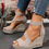 Thumbnail: New Summer Faux Suede Platform Waterproof Wedge High Heel Open Toe shoes