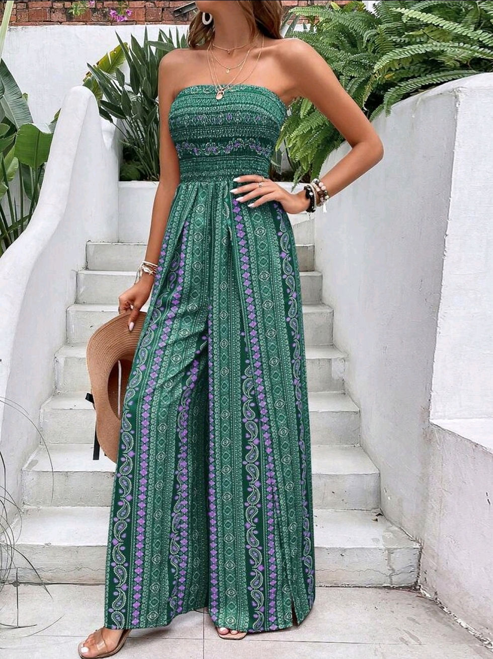 Thumbnail: Breezaya Vintage Style Women Strapless Jumpsuit
