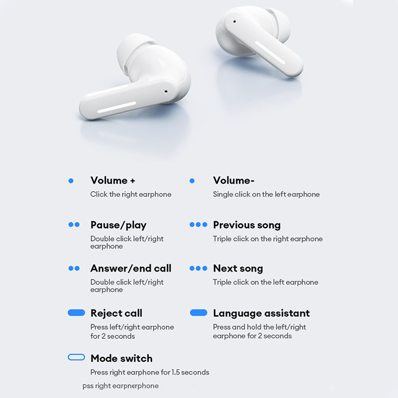 Thumbnail: New Lenovo LE209 Wireless Bluetooth Earphone ANC Noise Reduction HiFi Music Blue