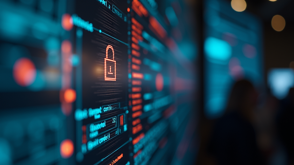 Close-up view of a secure virtual event interface with encryption symbols