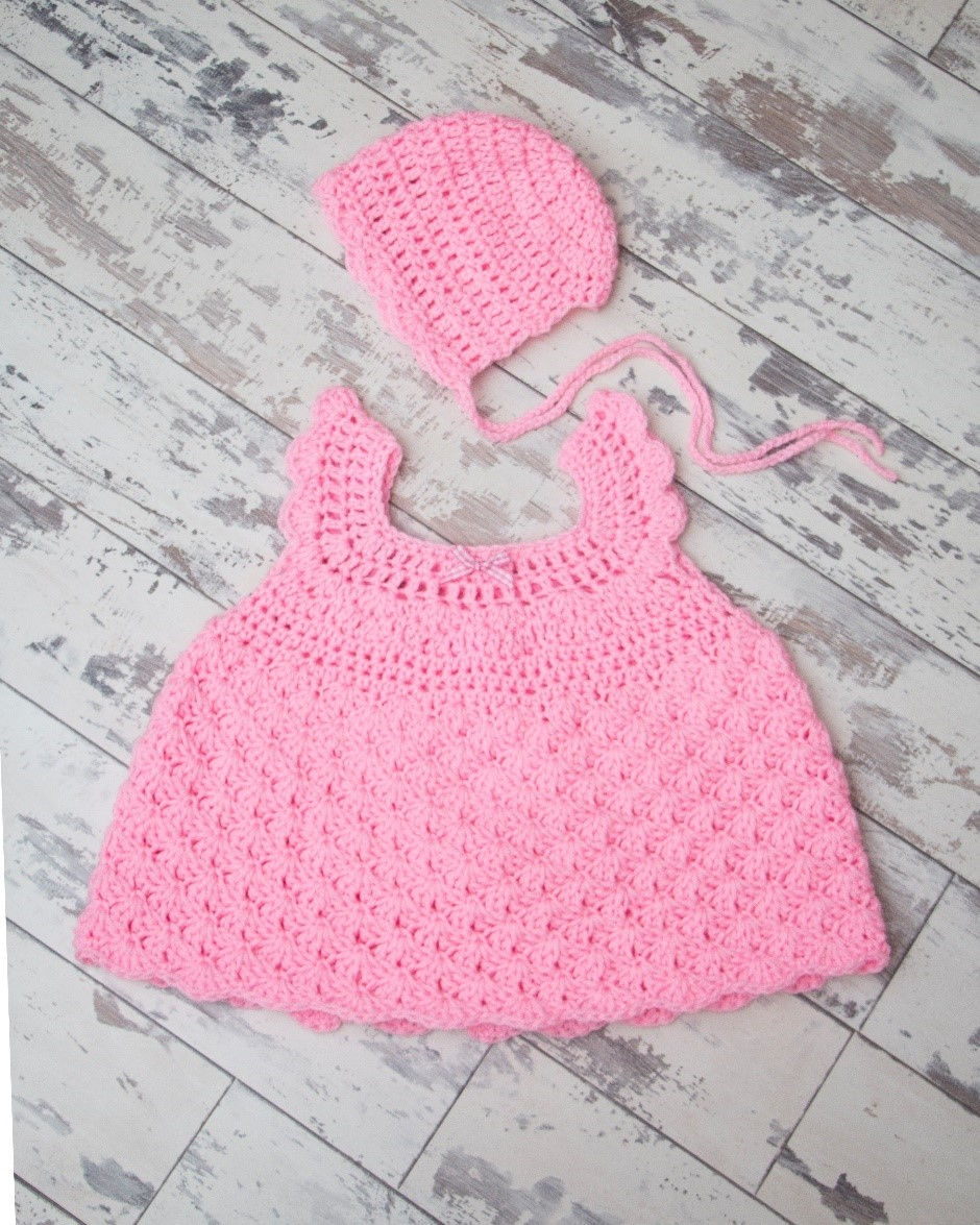 Scallop Dress for Newborns Pattern by Cygnet Yarns