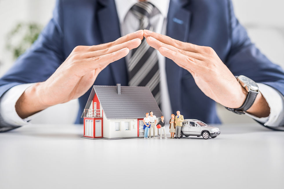 man protecting hand gesture insurance concept