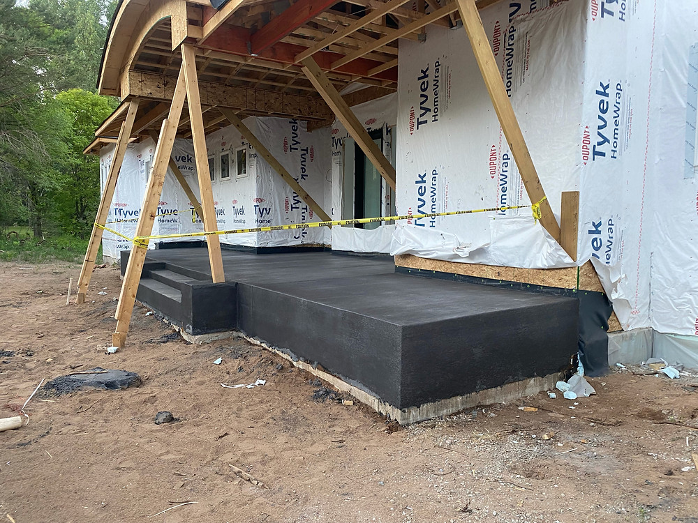 black concrete porch