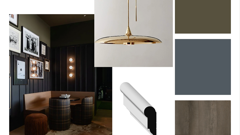 Mood board for a speakeasy inspired basement