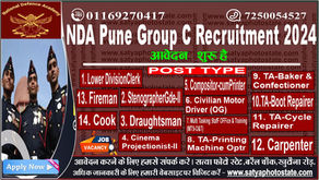 NDA Pune Group C Recruitment 2024, Apply Online for 198 post : NDA ग्रुप C के पदों पर भर्ती 10वीं/12वीं पास करे ऑनलाइन आवेदन