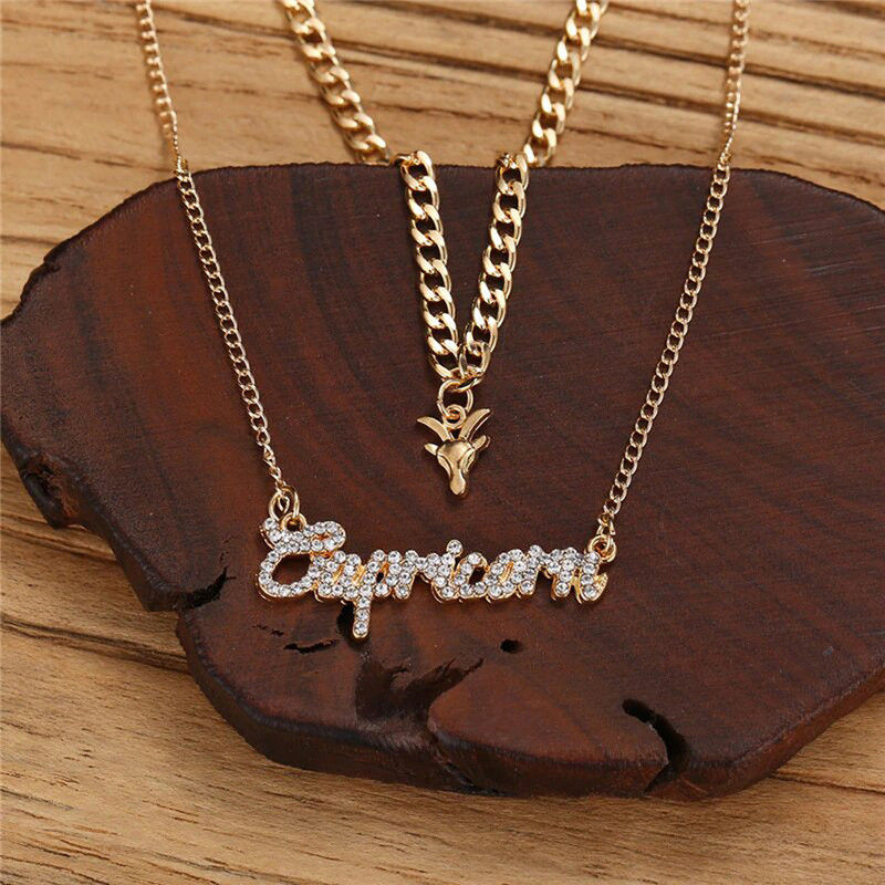 Thumbnail: Women Gold Plated Double layer Zodiac Sign Necklace
