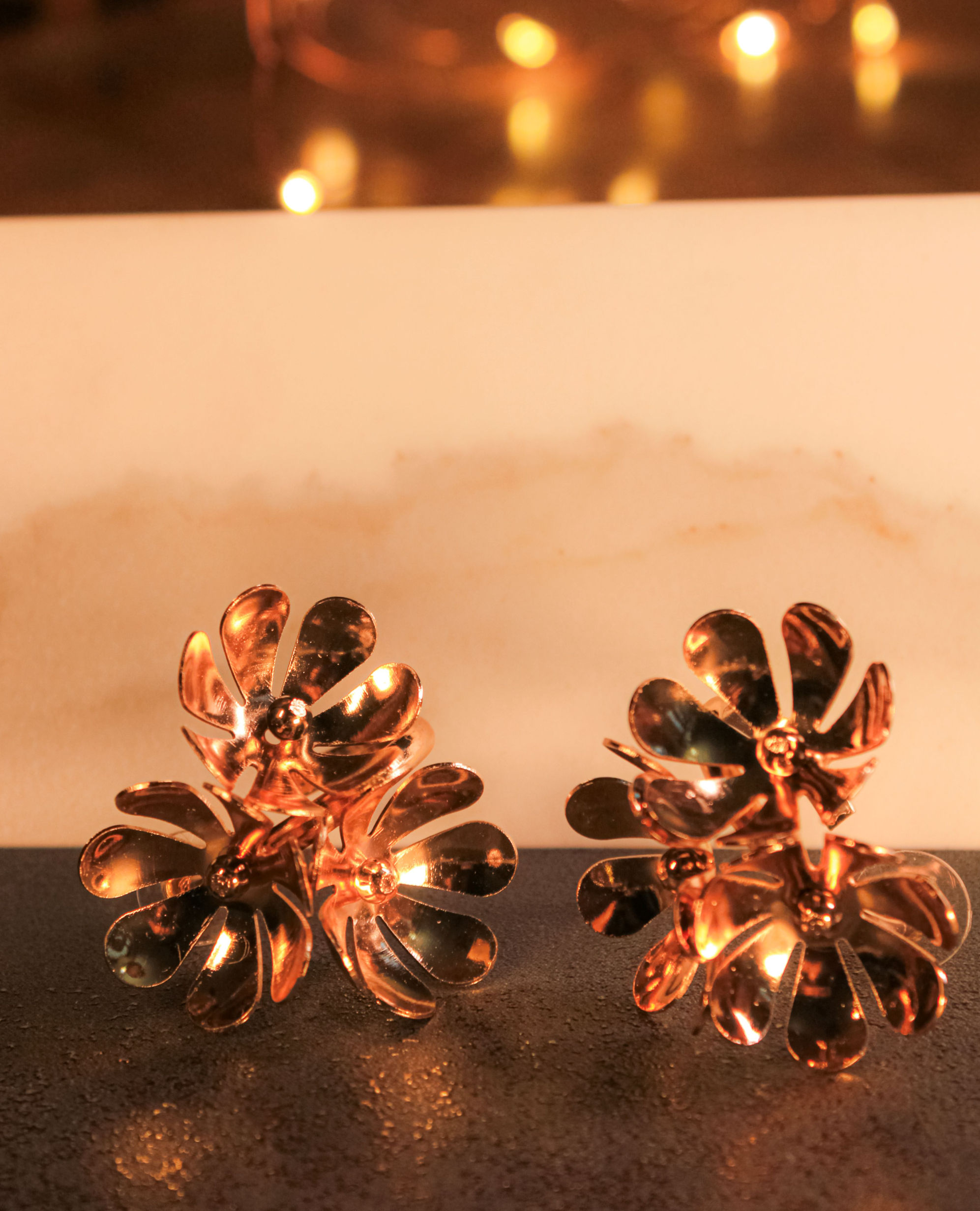 Stud style three flower statement earring