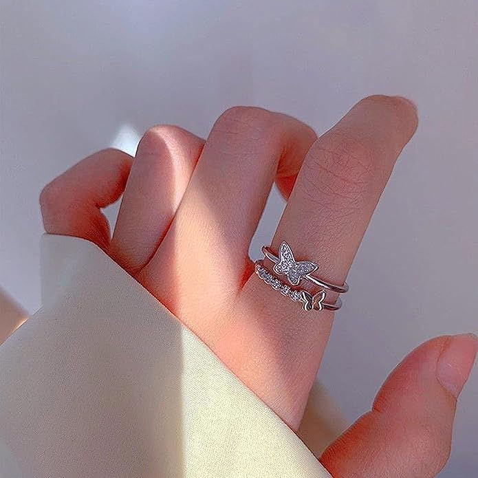 Thumbnail: Women Rodium Plated  Adjustable Finger Rings