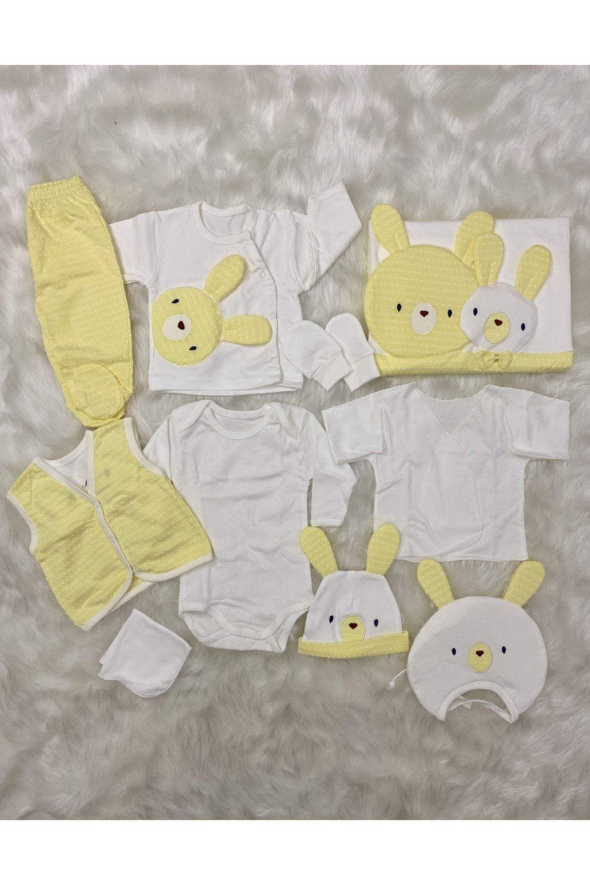 Tavşan Nakışlı Bebek Hastane Çıkışı 10 lu Set