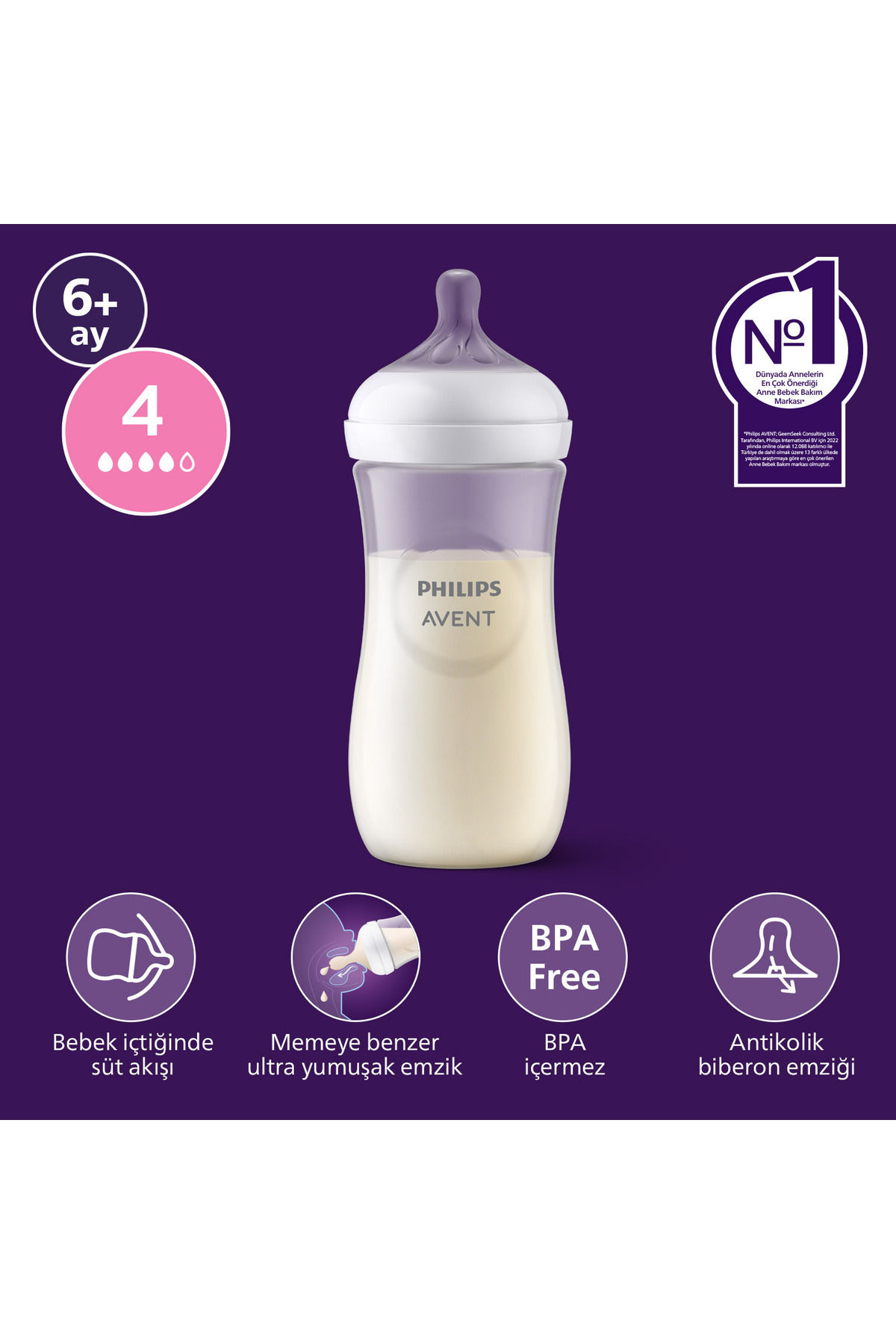Doğal Tepkili PP Biberon, 330ml, 6+ Ay, SCY906/01