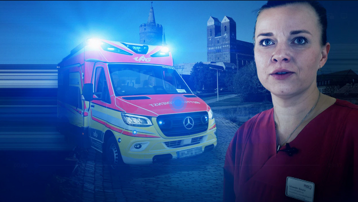 Krankenwagen und Krankenschwester.