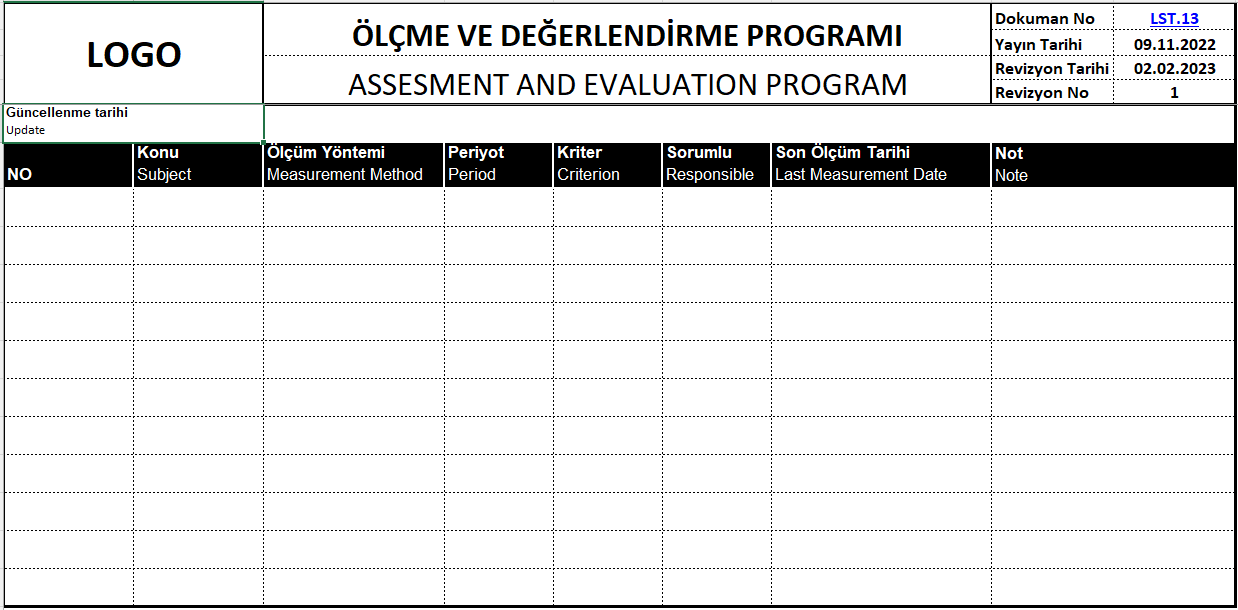 LST.13 Ölçme ve Değerlendirme Programı