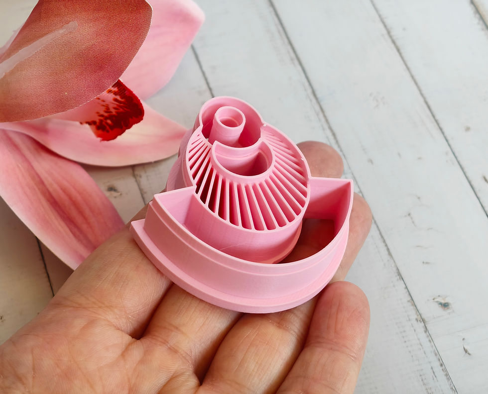 Thumbnail: Boho shape polymer clay cutter shown in hand, side view, lightweight 3D printed tool for precise clay cutting