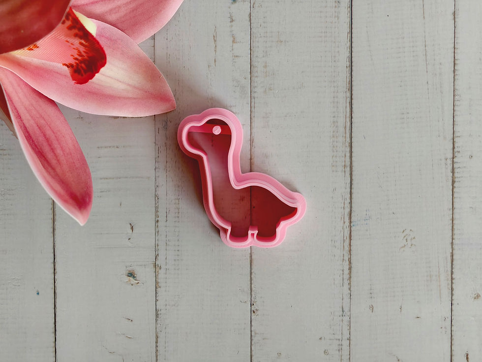 Thumbnail: Baby dinosaur polymer clay cutters, front view, 3D printed cutters for clay crafts