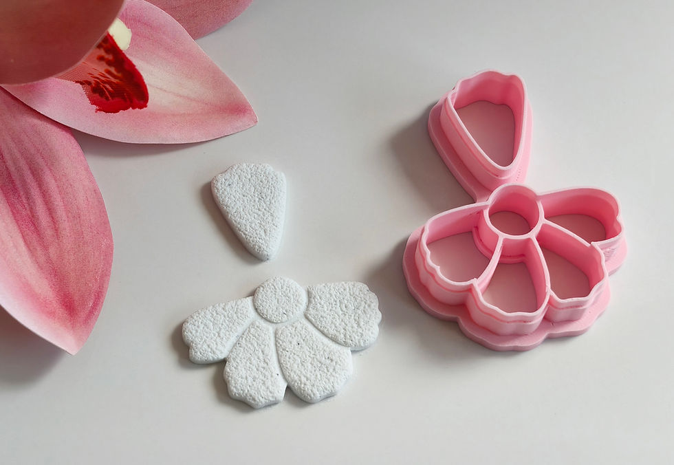 Thumbnail: Half Flower with Petal polymer clay cutter, 3D printed cutting tool for jewelry and craft projects