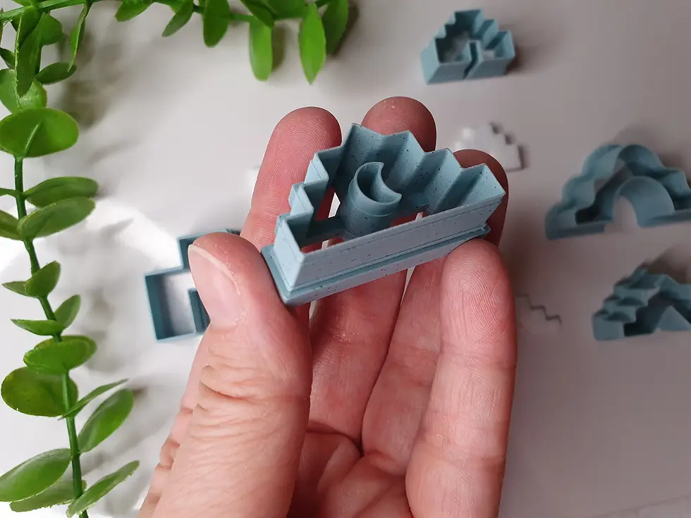 Thumbnail: Aztec polymer clay cutter shown in hand, side view, lightweight 3D printed tool for precise clay cutting