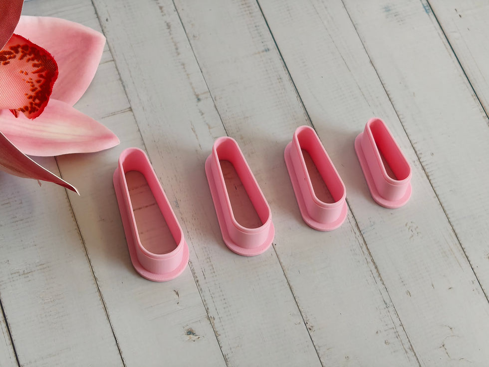 Thumbnail: Round rectangle polymer clay cutters in multiple sizes, side view, 3D printed geometric cutters for clay crafts