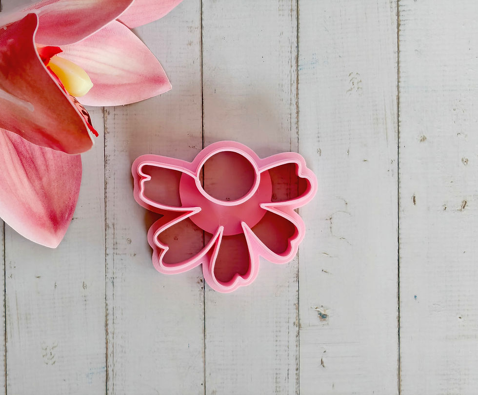 Thumbnail: Half Flower polymer clay cutter, front view,  3D printed floral cutters for clay crafts