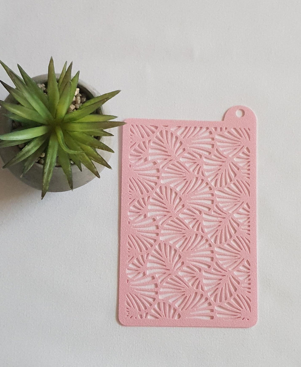 Thumbnail: 3D printed stencil with detailed pattern for polymer clay earrings
