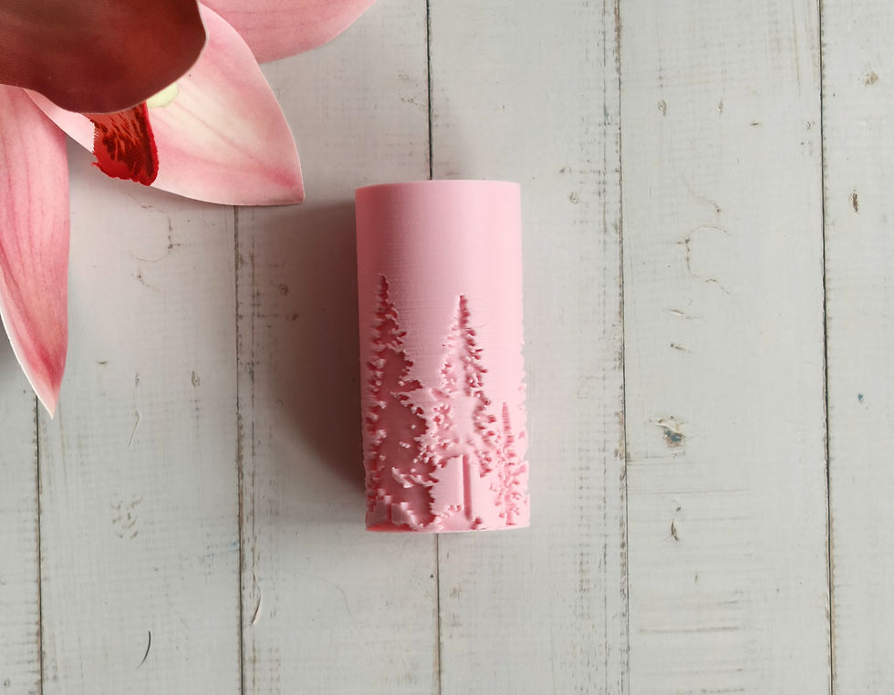 Thumbnail: Polymer clay textured roller showing pine trees seamless embossed pattern, front view