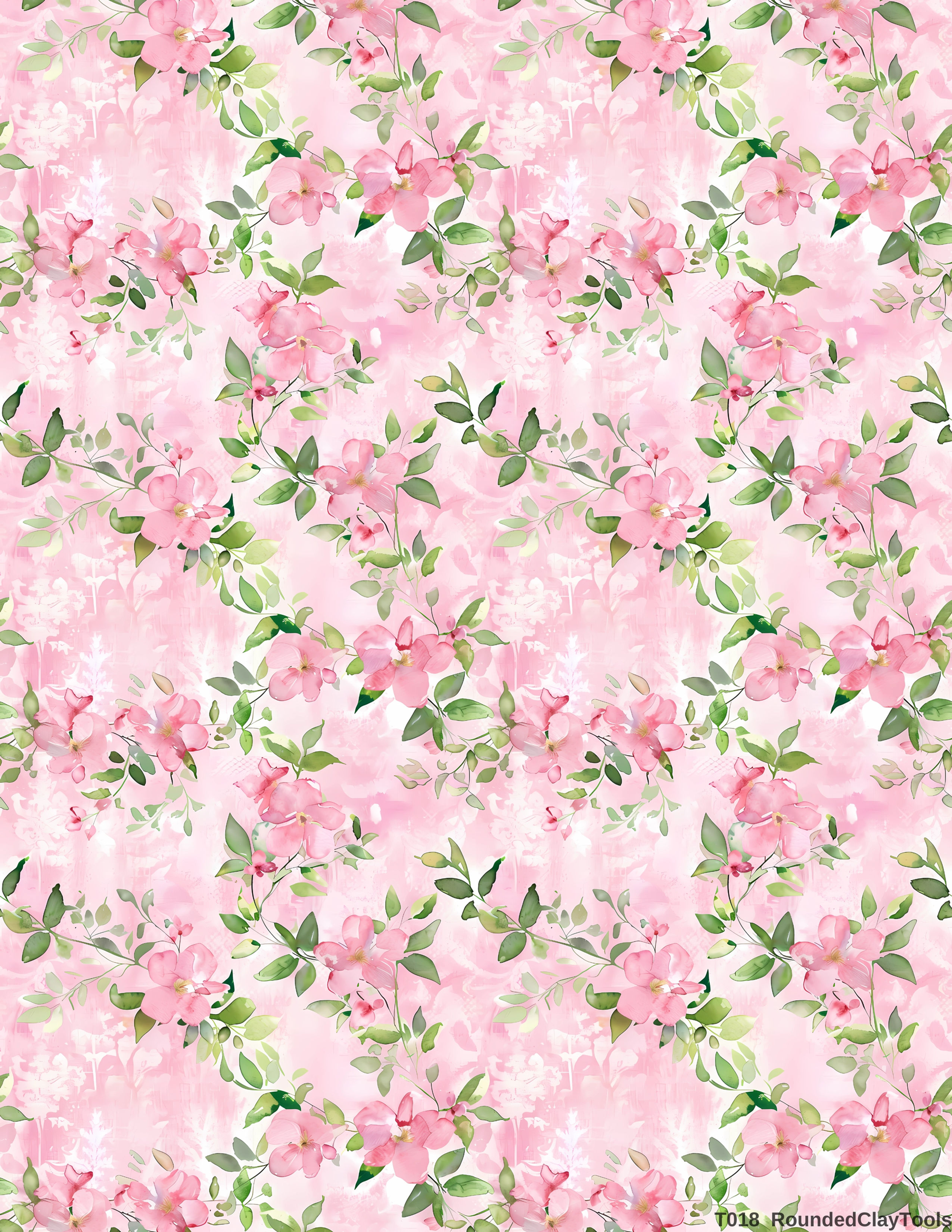 Water-soluble transfer paper with floral design for polymer clay
