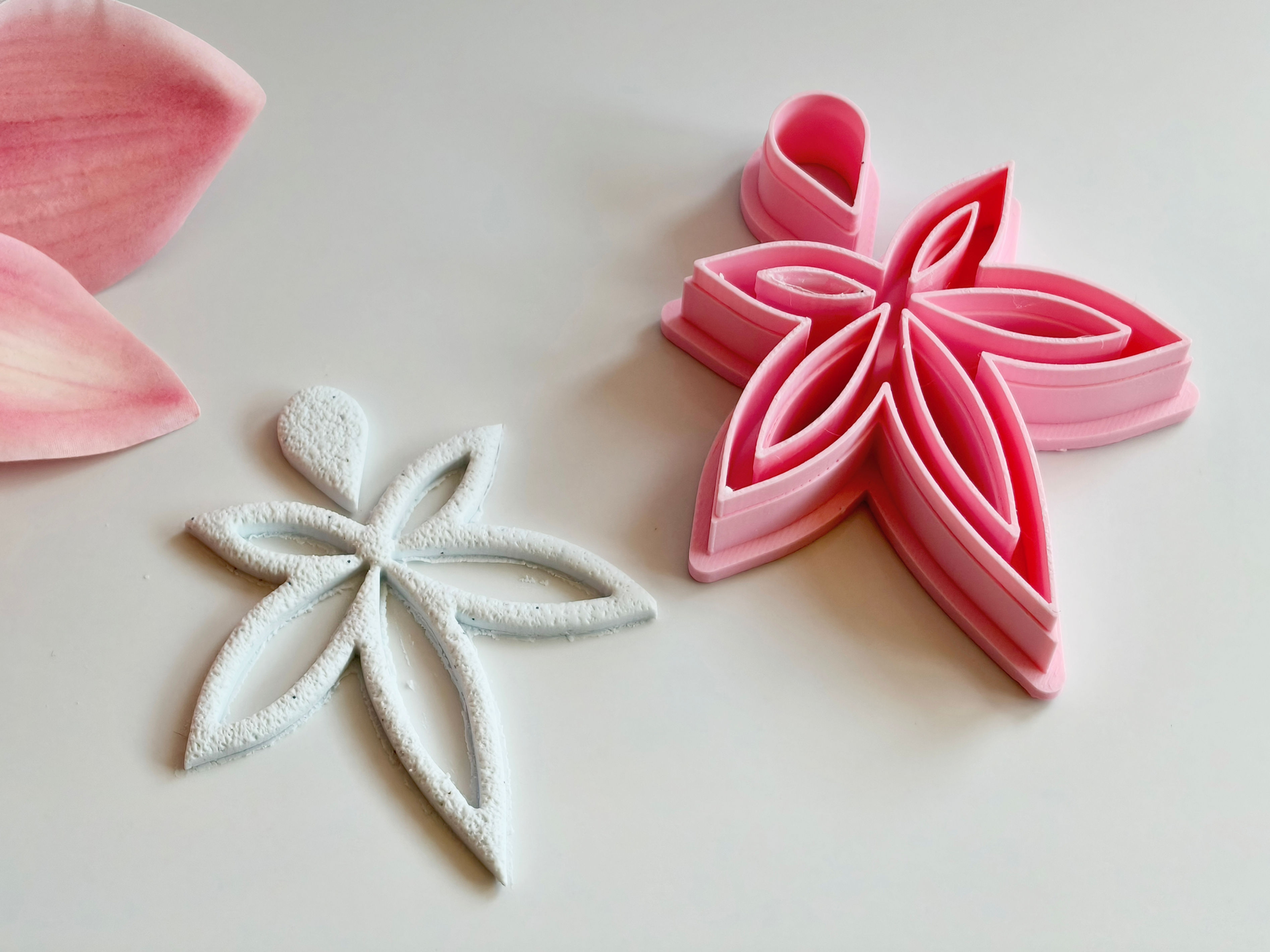 Polymer clay shape cut by a dangle cutout leaf clay cutter, clean edges for handmade jewelry