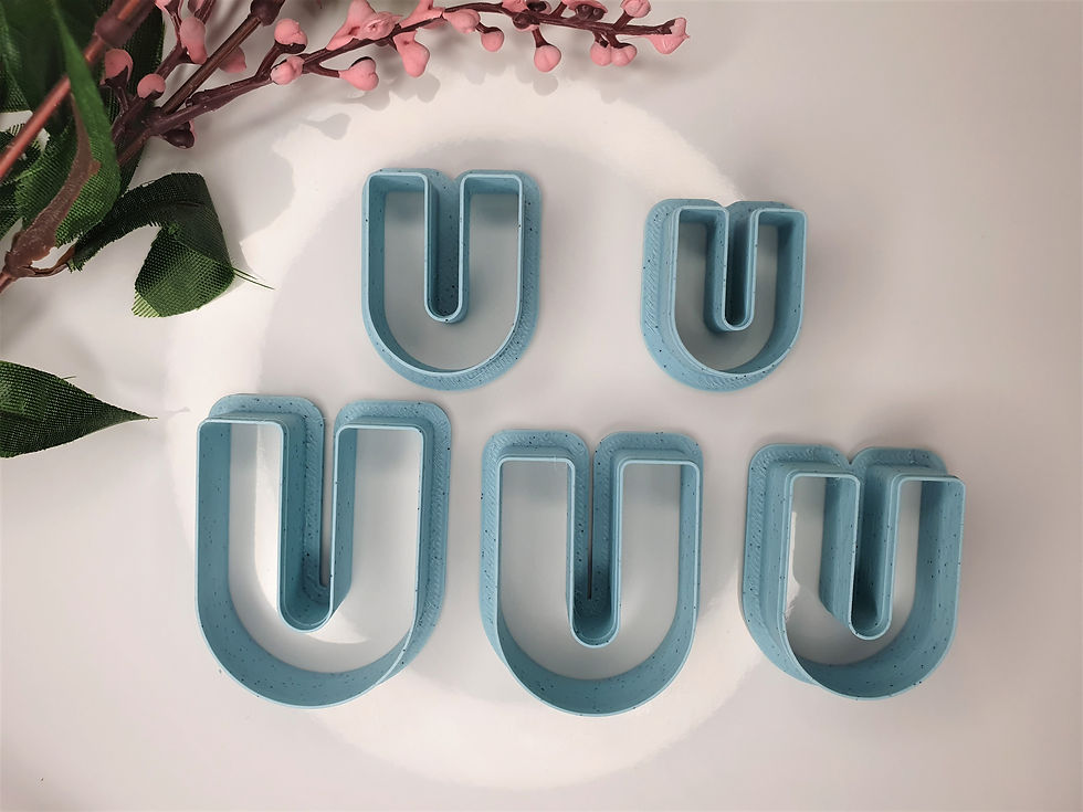 Thumbnail: U Shape polymer clay cutters in multiple sizes, front view,  3D printed geometric cutters for clay crafts