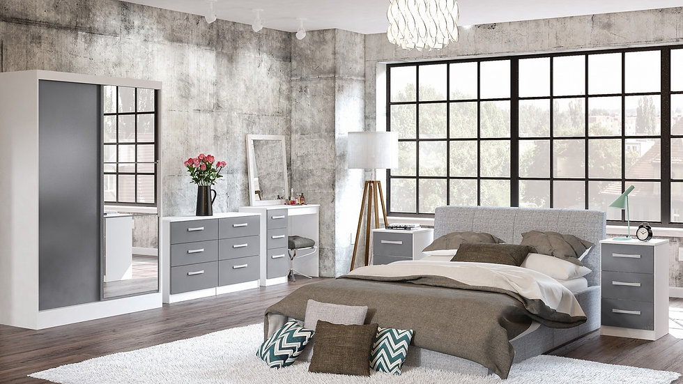 New Sleek Modern Lynx Bedroom Furniture Range In White ...