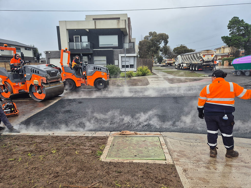 Amarapave crew paving a new road for Brimbank City Council