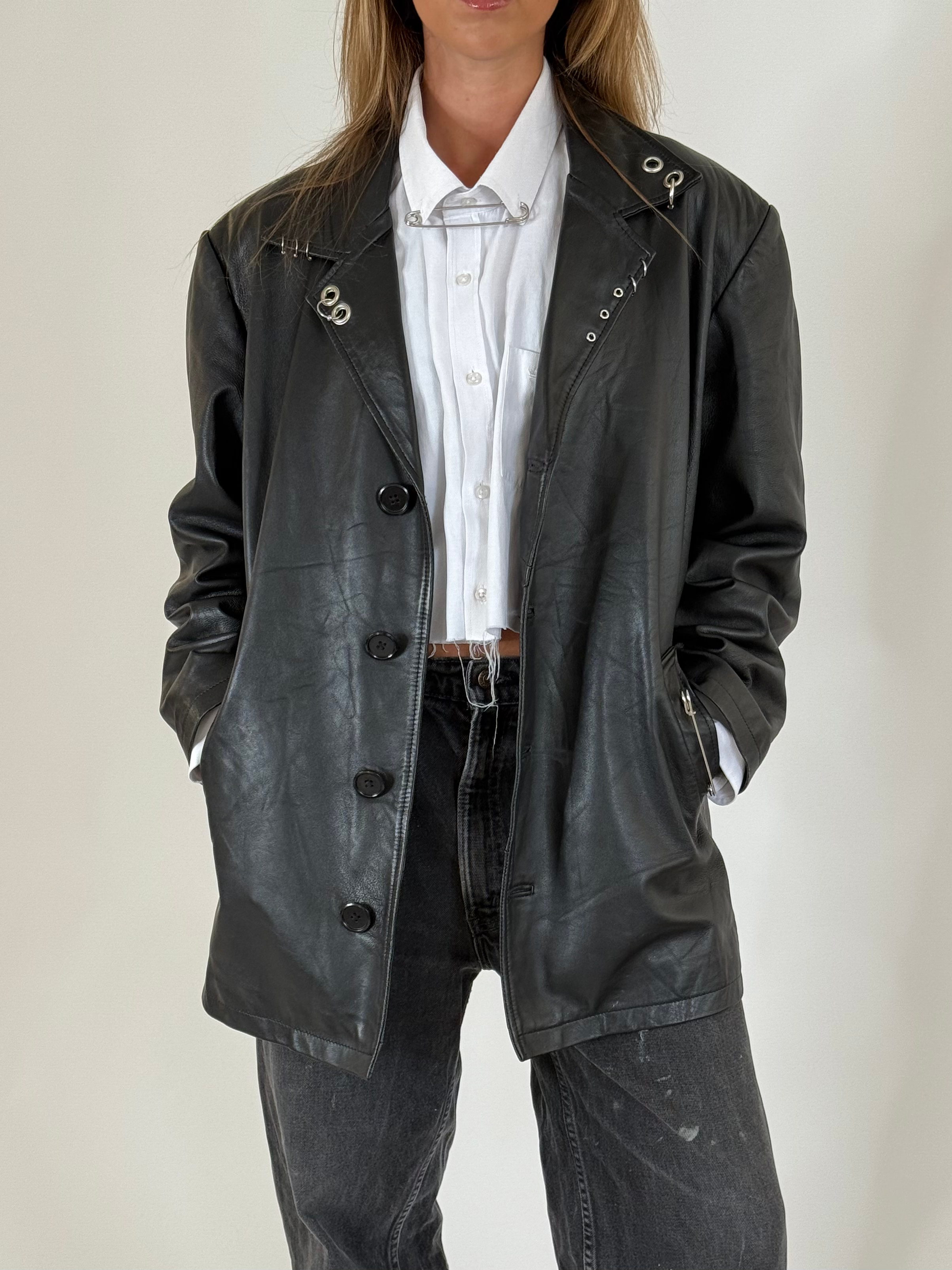 Pierced leather jacket